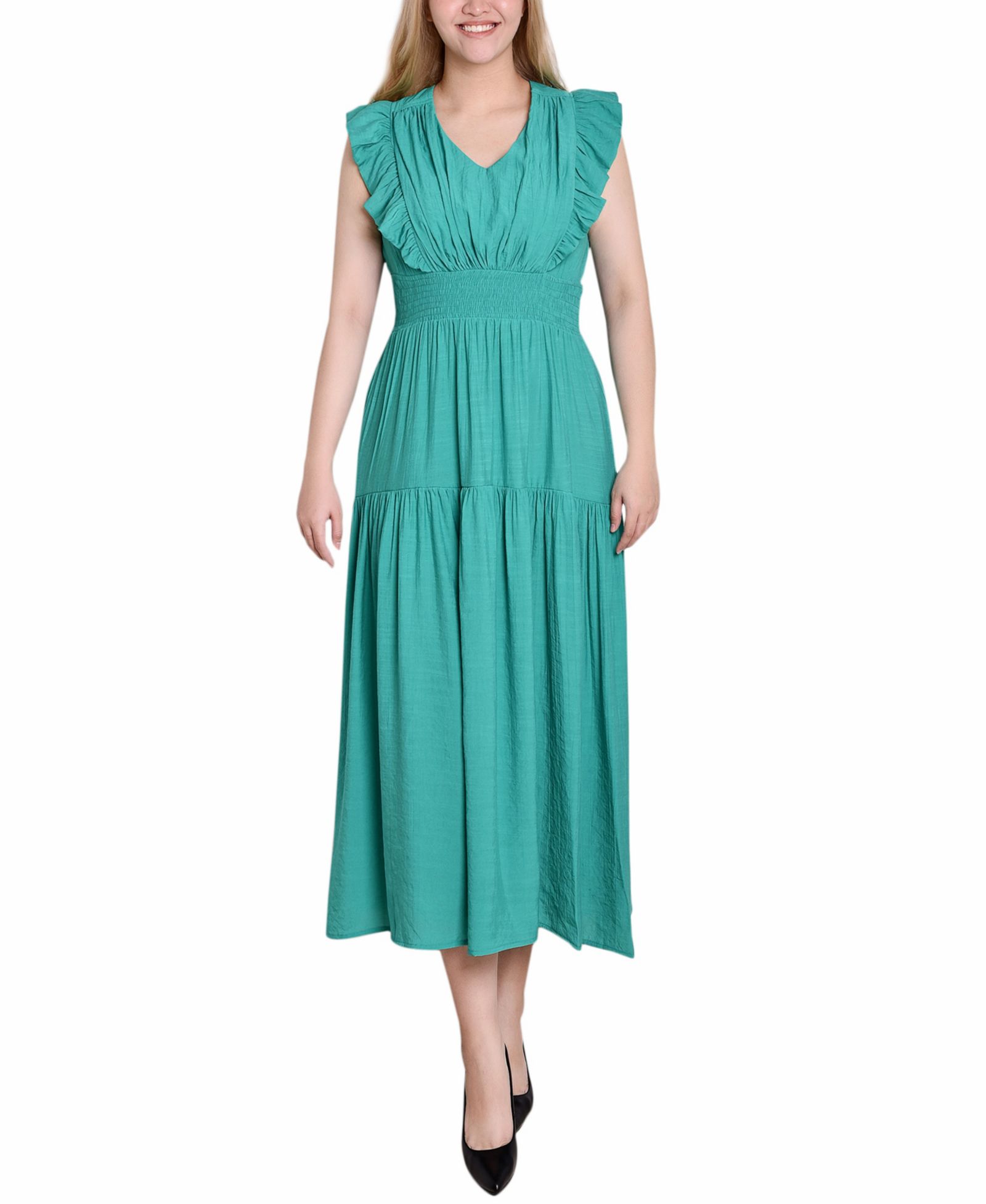 NY Collection Petite Flutter Sleeve Midi Dress