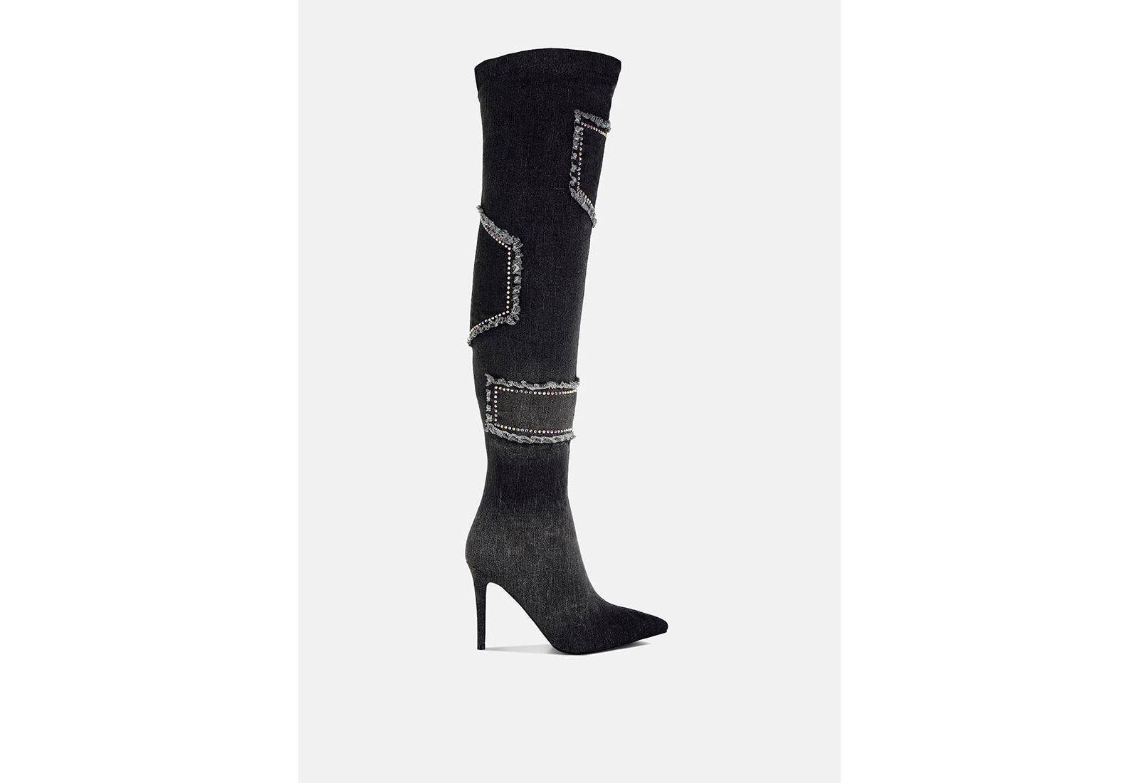 Женские джинсовые сапоги London Rag Womens Eilish Rhinestones Knee High