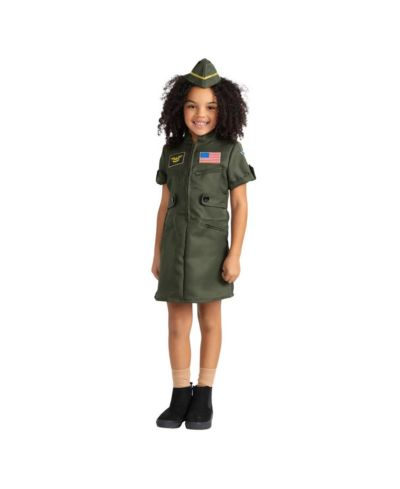 Fighter Pilot Costume Dress & Hat Costume Set - Kids Girls