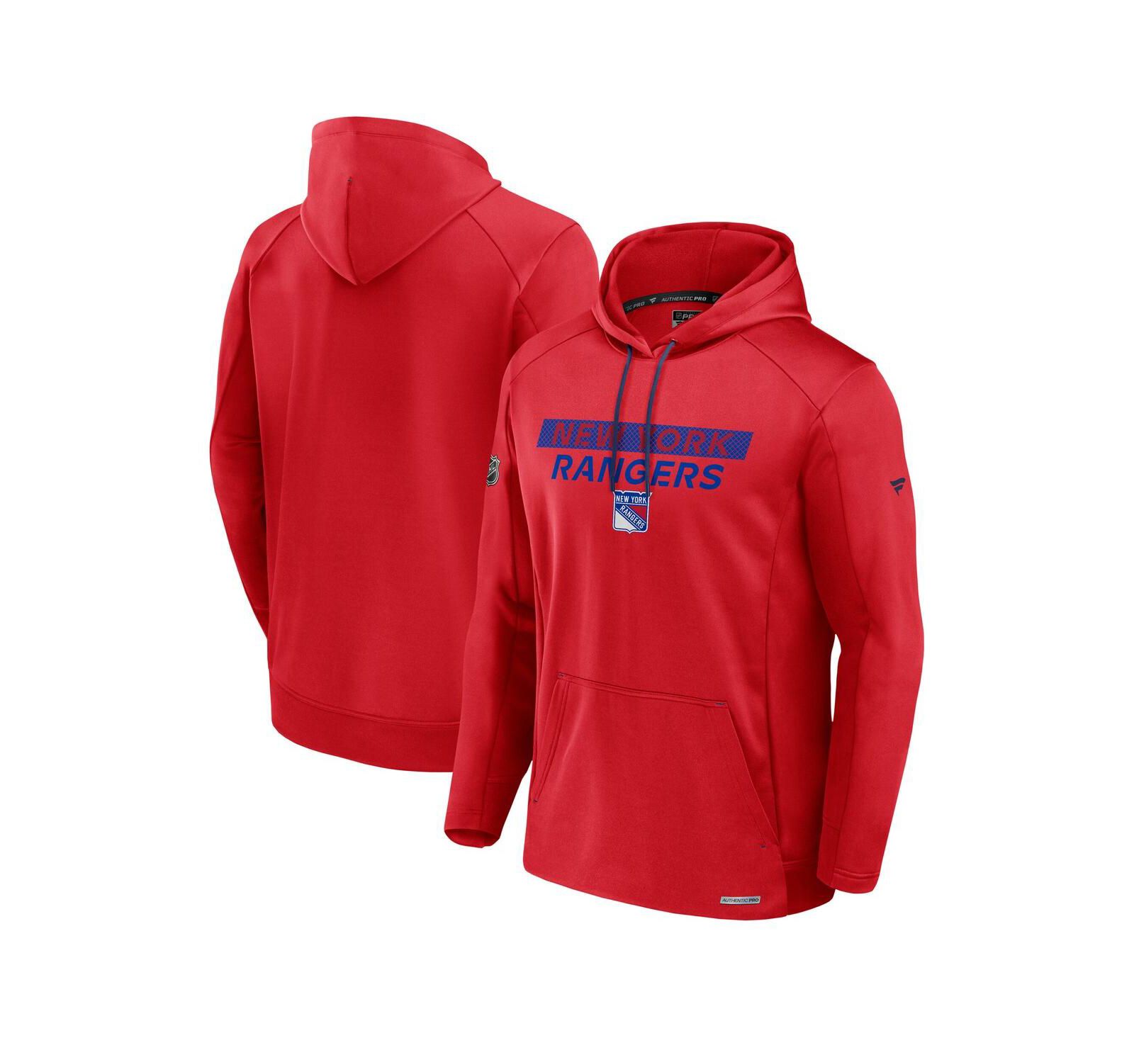 Fanatics Мужское флисовое худи New York Rangers Authentic Pro Rink красного цвета