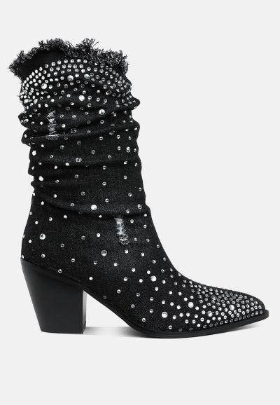 Женские джинсовые ботинки London Rag Savant Diamante и Rhinestones