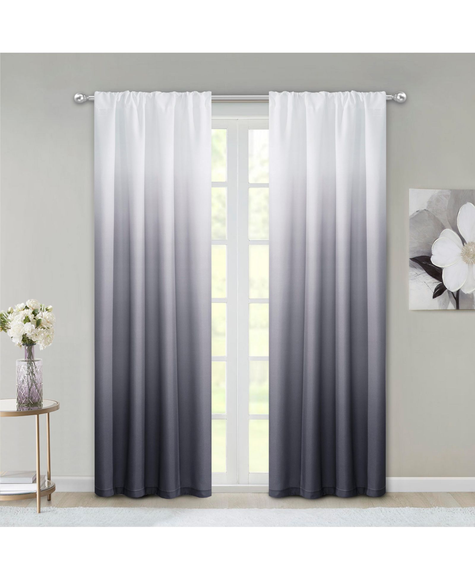 Dainty Home Шторы омбре, черные, для гостиной и спальни, набор из 2 штук, блэкаут