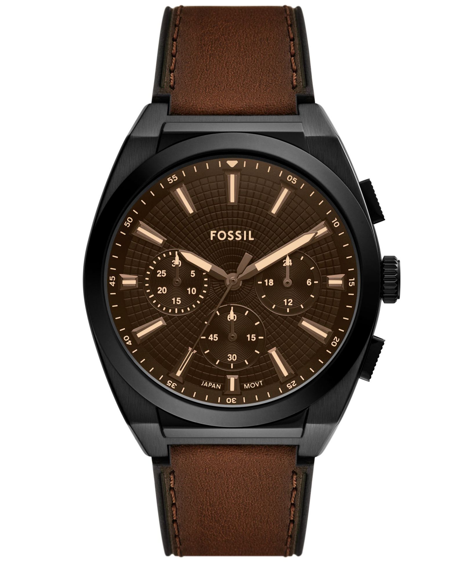 Часы Fossil Men's Everett Chronograph Brown Leather, 44mm
