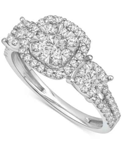 Кольцо с кластером бриллиантов (1 ct. t.w.) в 14k White Gold