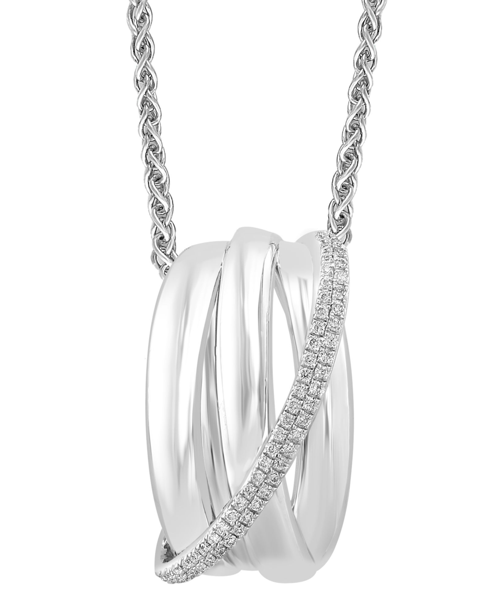 Подвеска-ожерелье EFFY® Diamond Coil Crossover 18" из стерлингового серебра (1/4 ct. t.w.)