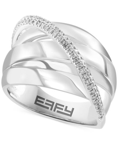 EFFY® Diamond Crossover Multirow Ring (1/4 ct. t.w.) in Sterling Silver