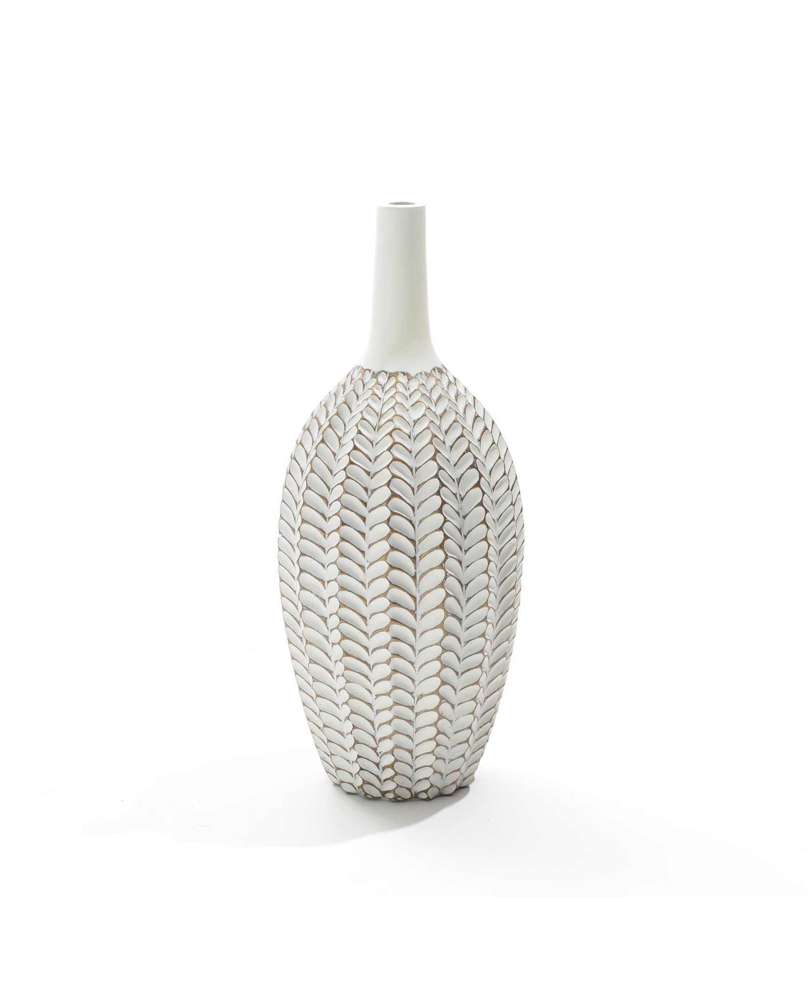 LuxenHome Modern Geometric Pattern Polyresin 19.5-Inch Tall Trumpet Vase