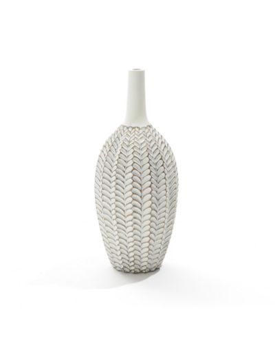 LuxenHome Modern Geometric Pattern Polyresin 19.5-Inch Tall Trumpet Vase