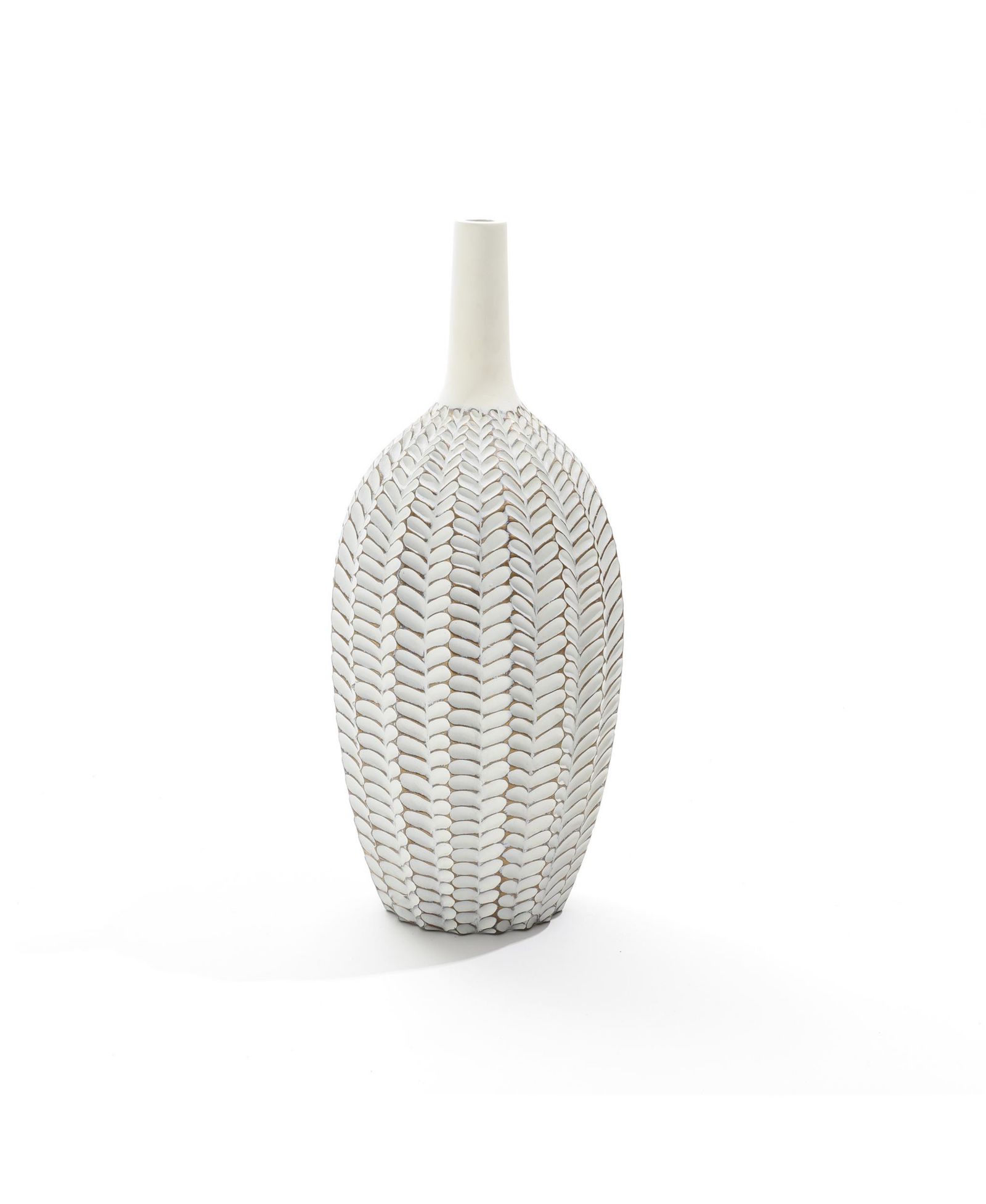 LuxenHome Modern Geometric Pattern Polyresin 23.5-Inch Tall Trumpet Vase