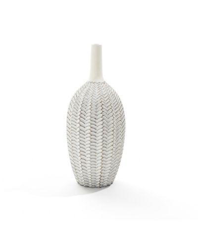 LuxenHome Modern Geometric Pattern Polyresin 23.5-Inch Tall Trumpet Vase