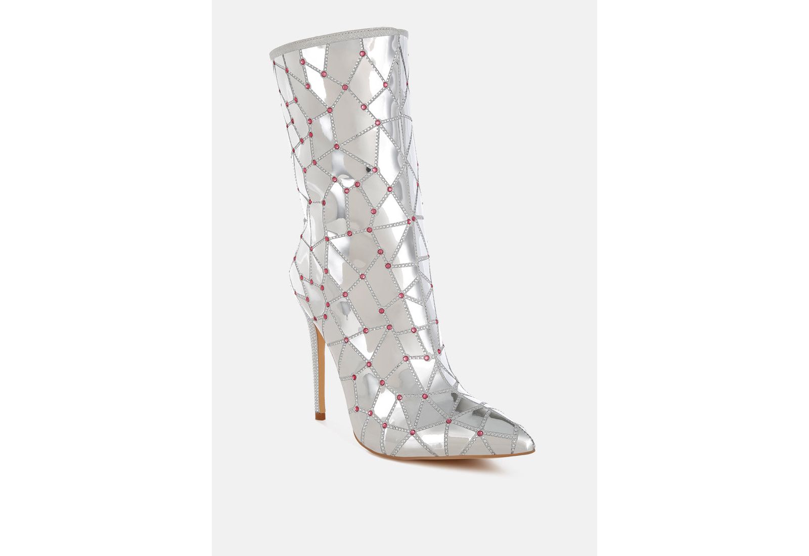 London Rag Women's Echostage Rhinestones Embellished Metallic Boots