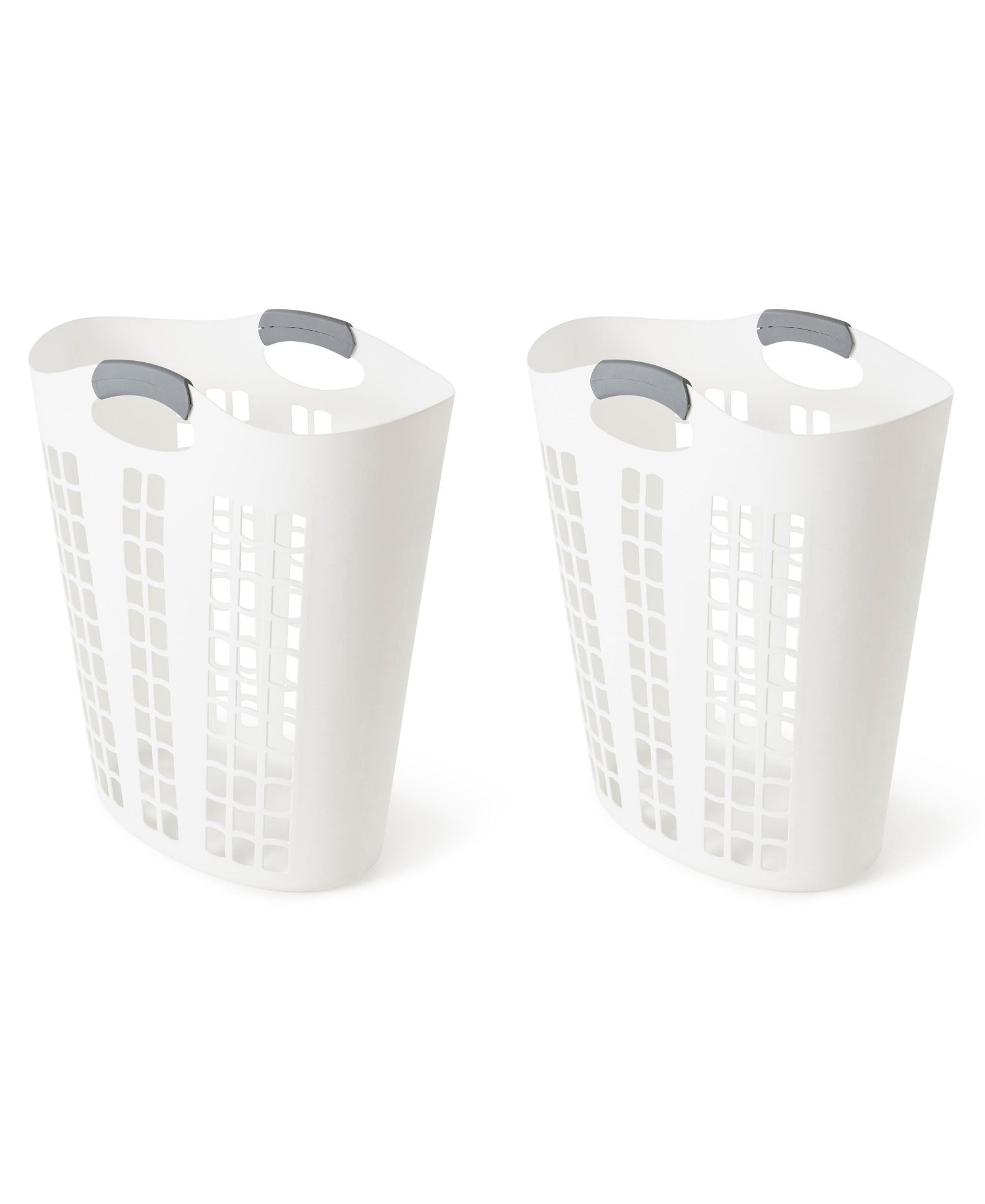 Gracious Living Easy Carry Flex 87 L Plastic Laundry Hamper, White (2 Pack)