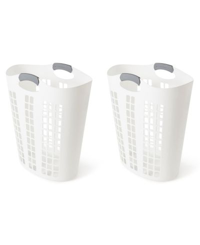 Корзина для белья Gracious Living Easy Carry Flex 87 L, белая (2 шт.)