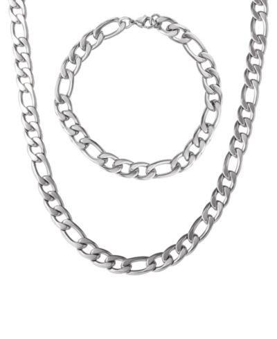 Набор Lucky Brand Stainless Steel 8MM Figaro Chain Necklace 22'' and Bracelet 8.5''