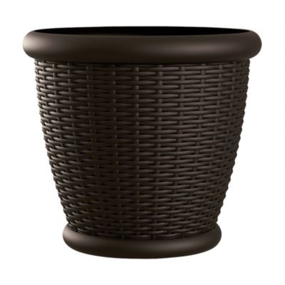 Декоративный кашпо Suncast Willow Resin Wicker Patio Planter, Java, 18 Inch Diameter