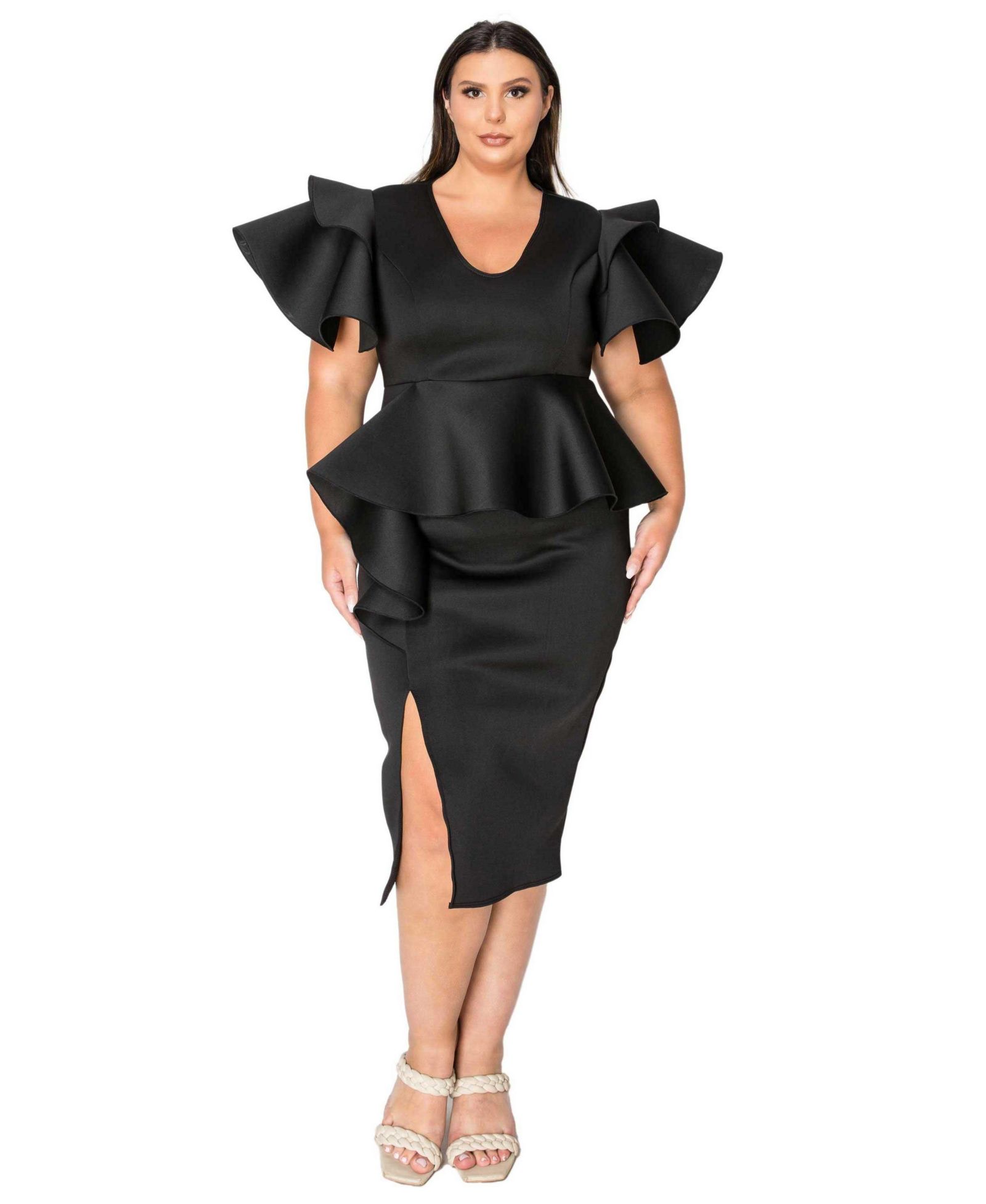 L I V D Женское платье Peplum из неопрена Plus Size