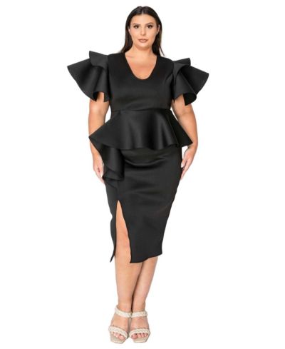 L I V D Женское платье Peplum из неопрена Plus Size