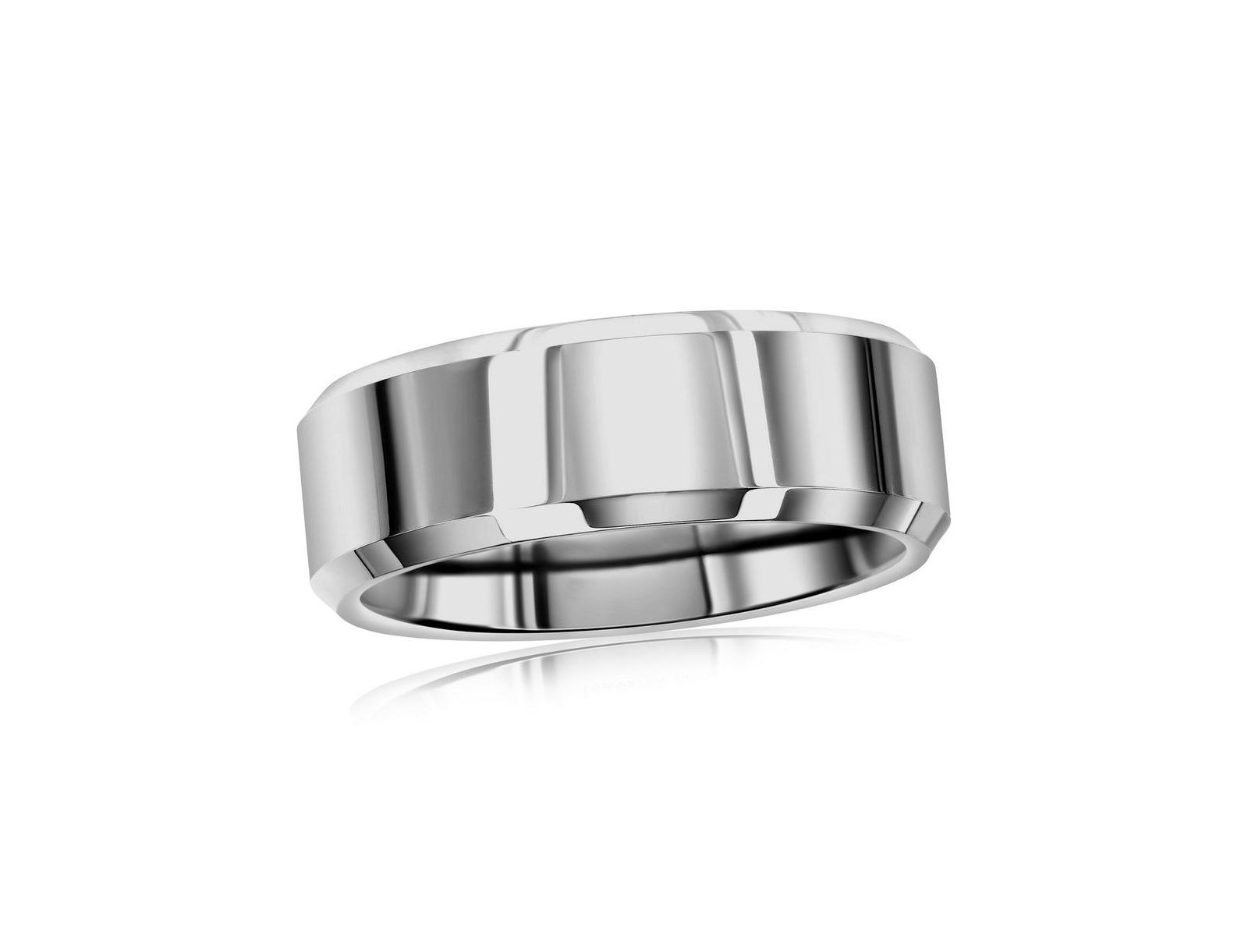 Metallo Polished Silver Tungsten Ring
