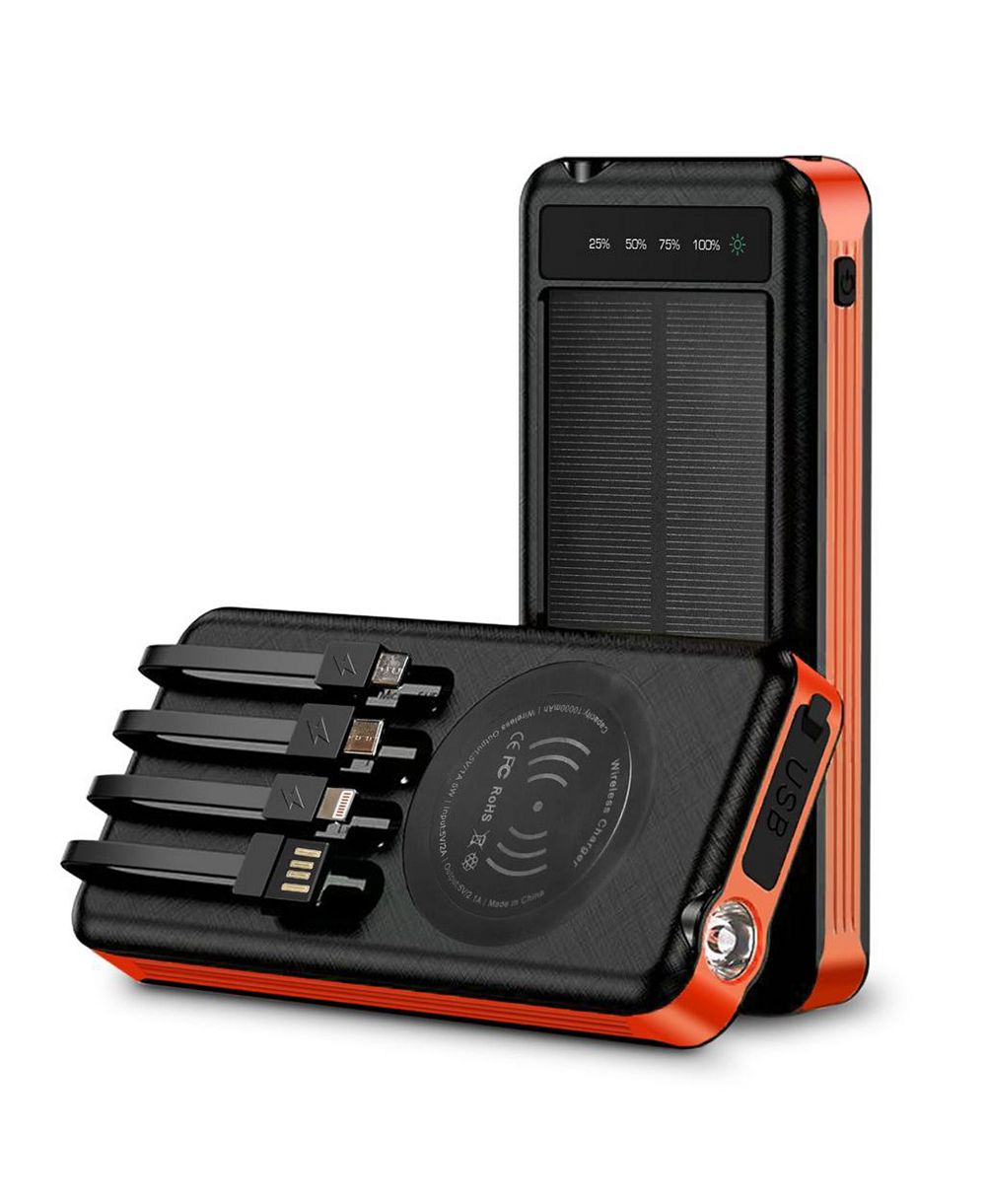 Alpha Digital Outdoor Power Bank- 10,000mAh with Solar Panel & Wireless Charging