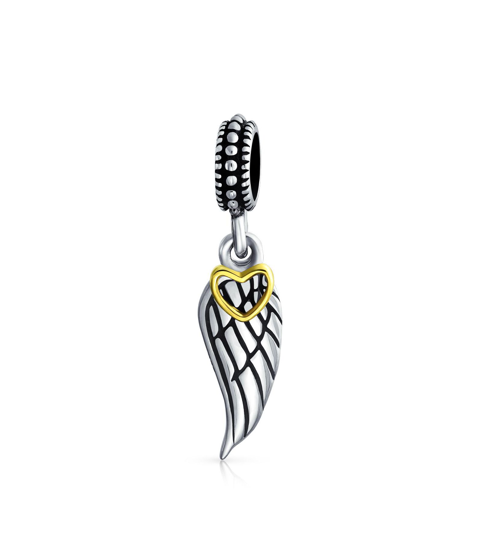 Bling Jewelry шарм для браслета серебро 0.925 Sterling Silver Heart Angel Wing