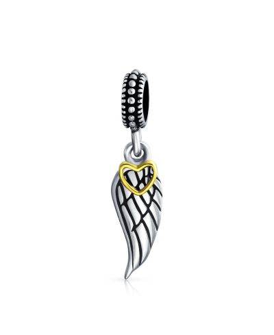 Bling Jewelry шарм для браслета серебро 0.925 Sterling Silver Heart Angel Wing