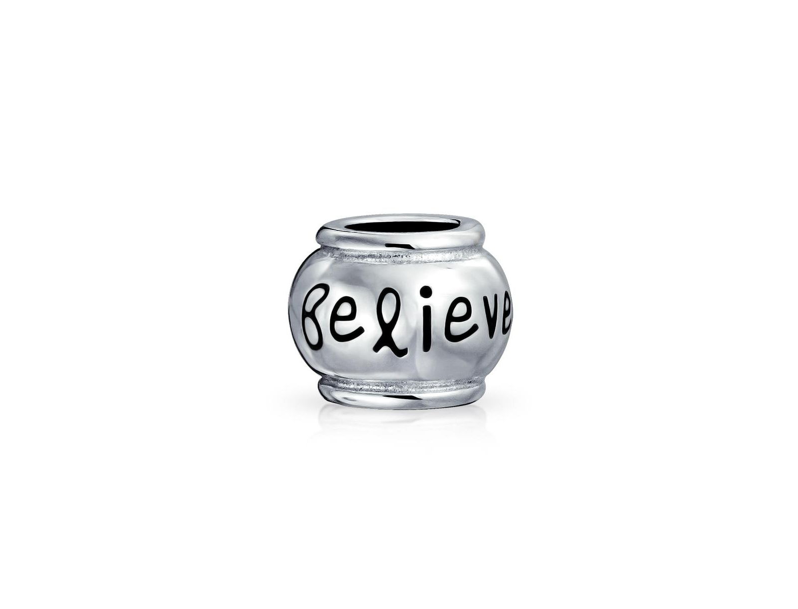 Браслет-бусина Bling Jewelry.925 Sterling Silver Word Believe Message Inspirational Barrel Charm
