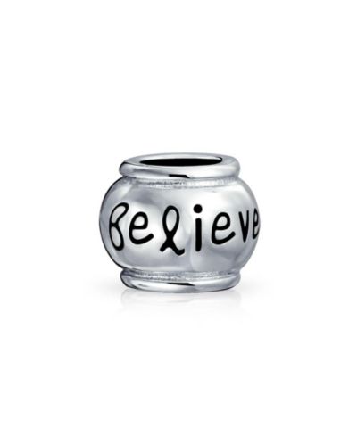Браслет-бусина Bling Jewelry.925 Sterling Silver Word Believe Message Inspirational Barrel Charm