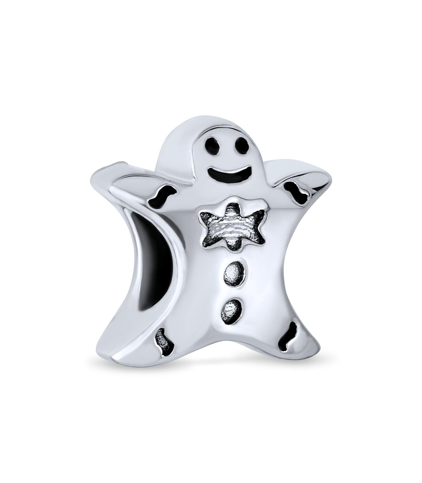 Bling Jewelry Christmas Gingerbread Cookie Charm Bead for Bracelet .925 Sterling Silver