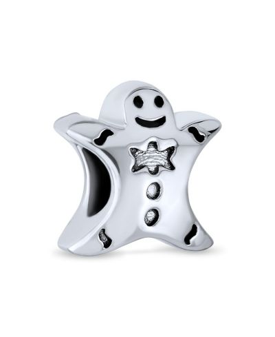 Шарм Bling Jewelry Christmas Charm Bead Gingerbread Man Bow Tie Sterling Silver для браслета