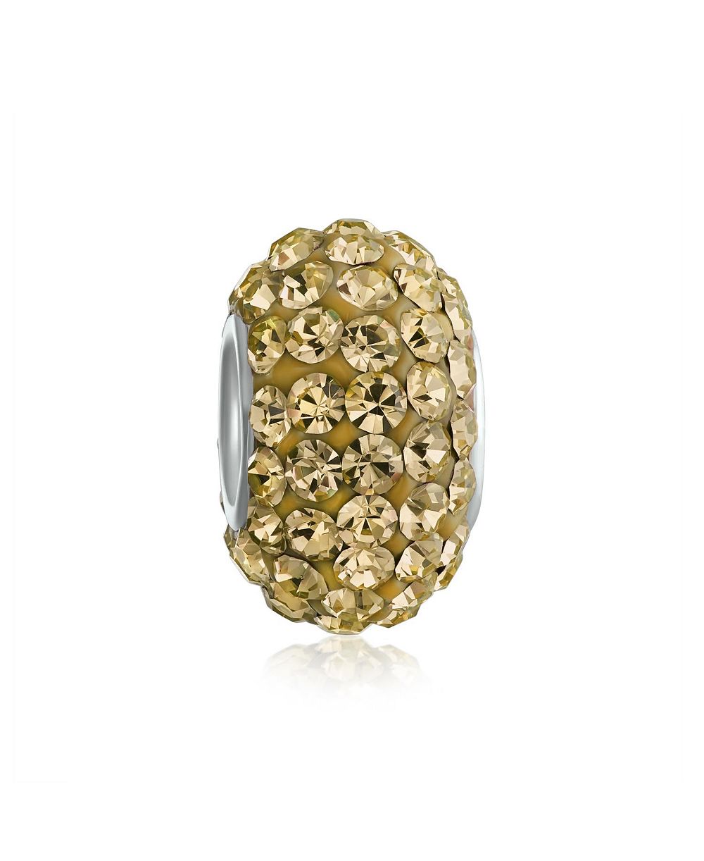 Bling Jewelry Solid Lavender Purple Pave Crystal Spacer Bead Charm .925 Sterling Silver