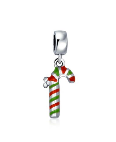 Подвеска Bling Jewelry .925 Sterling Silver Winter Stripe Red Green Christmas Peppermint Candy Cane
