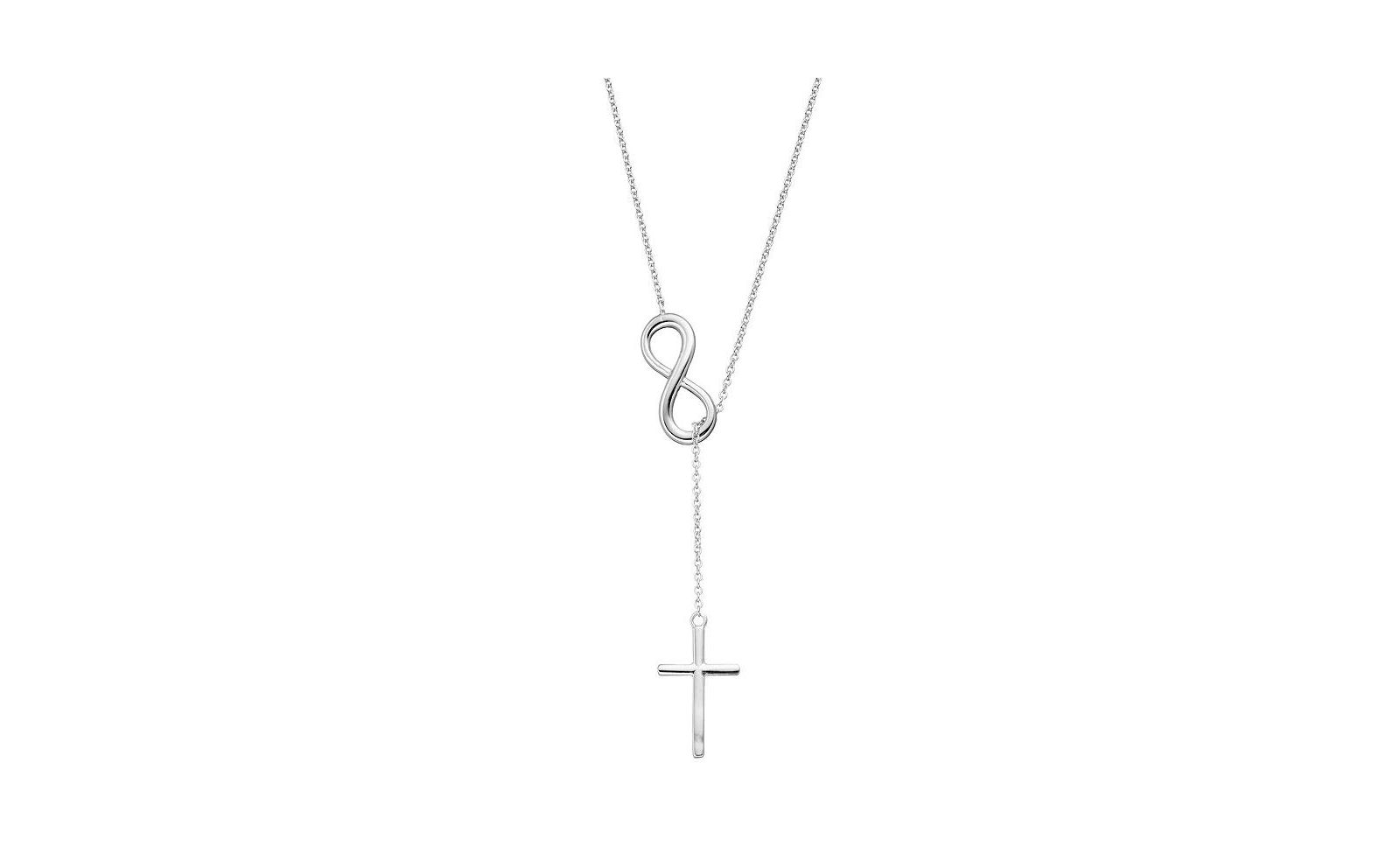 Simona Sterling Silver Infinity & Cross Lariat Necklace