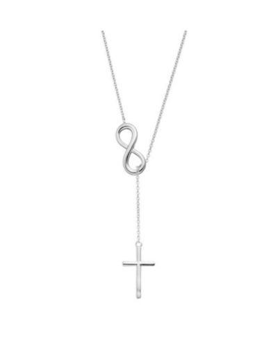 Simona Sterling Silver Infinity & Cross Lariat Necklace