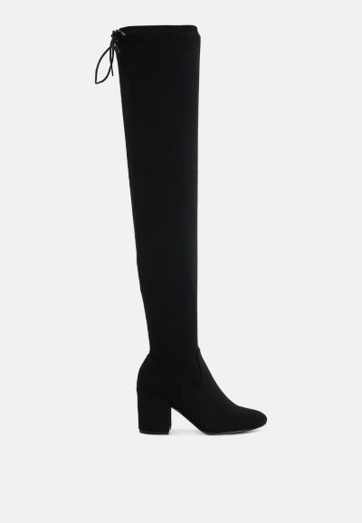London Rag Womens Liama Minimal Drawstring Detail Knee-High Boots
