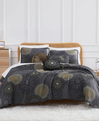 Southshore Fine Linens Midnight Floral 5-Pc. Quilt Set, Twin/Twin XL