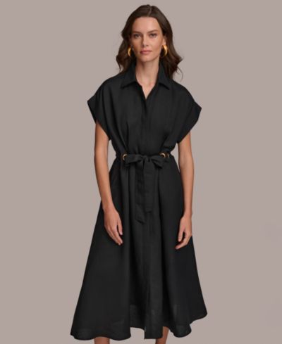 Donna Karan New York Женское миди-платье с поясом и отделкой Grommet-Trim