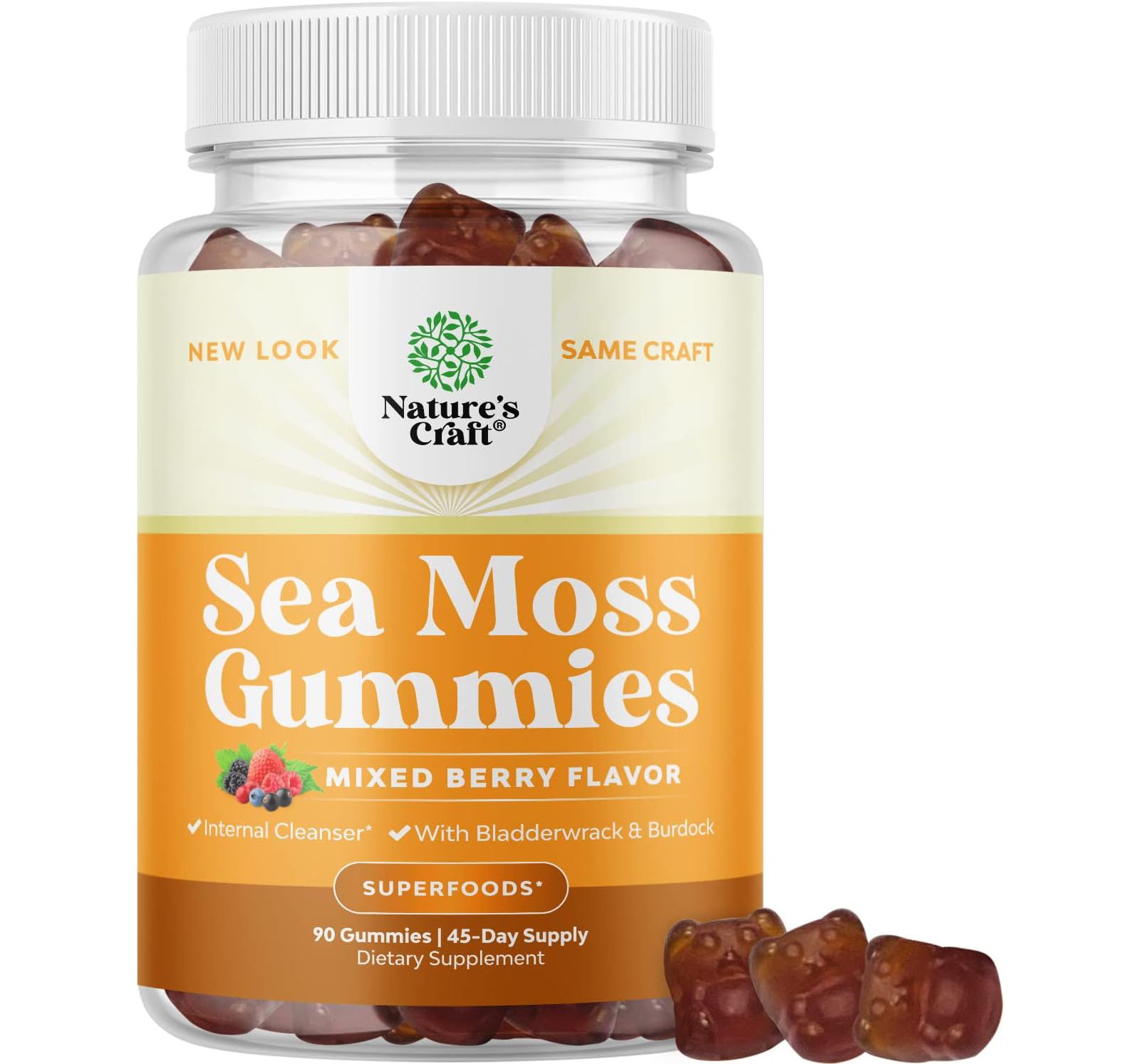 Nature's Craft Seamoss Gummies for Adults and Kids, Mixed Berry, Nature's Craft, 90ct