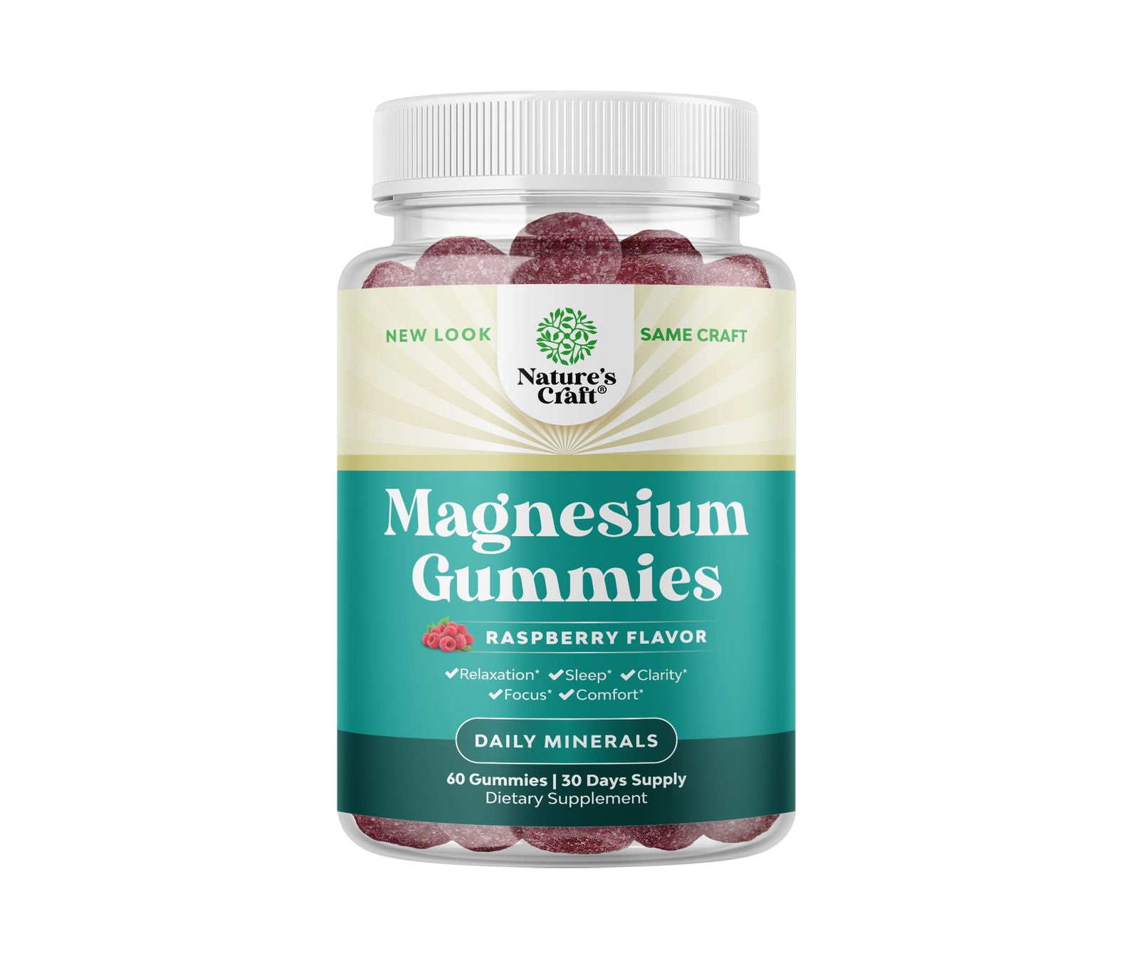 Magnesium Gummies, Sleep & Relaxation Support Gummies, Rasperry Flavor, Nature's Craft, 60ct