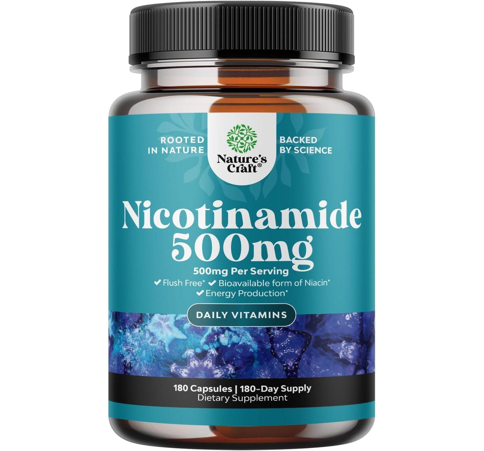 Капсулы Nature's Craft Nicotinamide, добавка для энергии митохондрий и кожи, 180 шт