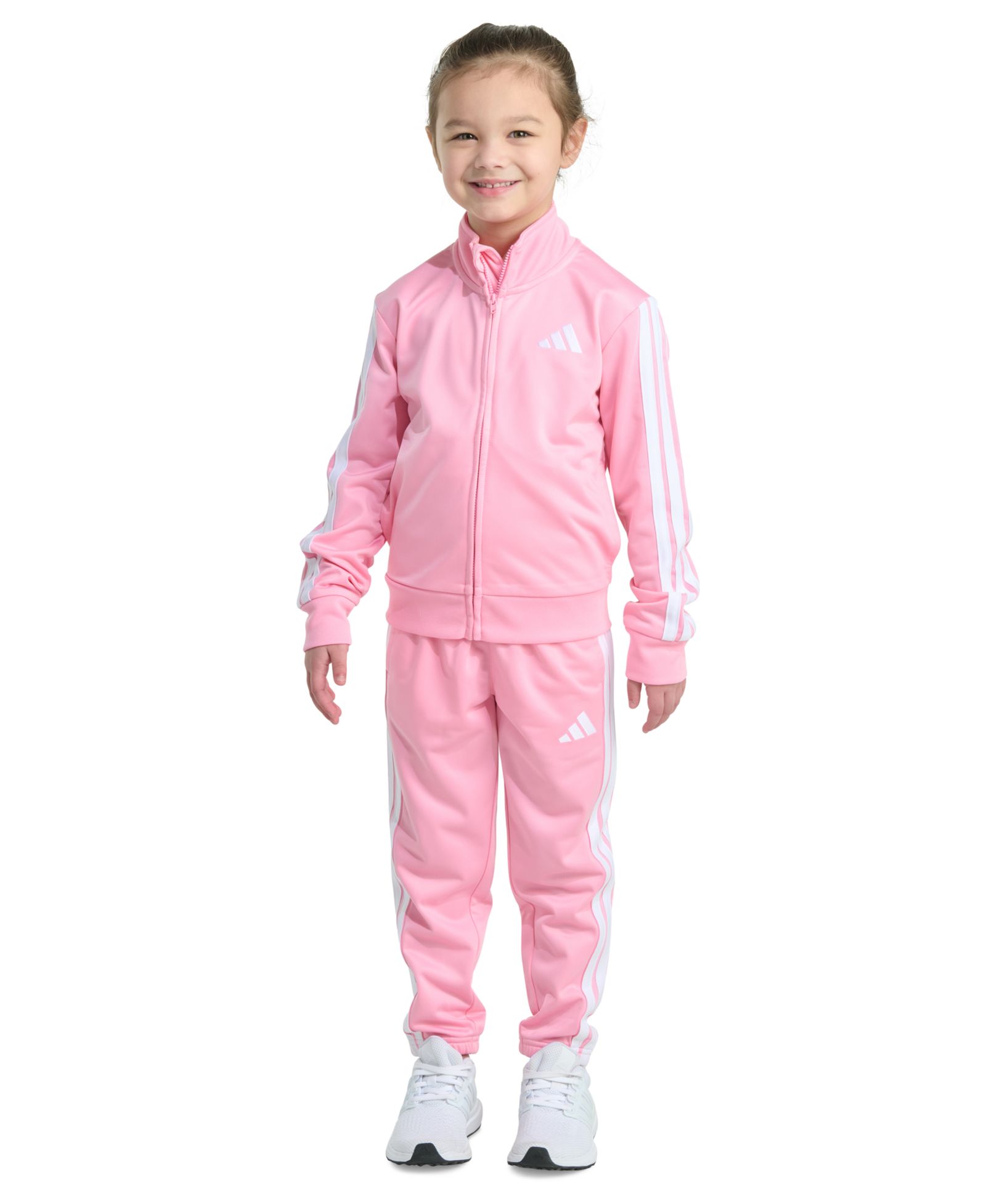 adidas Toddler & Little Girls Tricot Long-Sleeve Essential 3-Stripe Tricot Track Jacket & Pants, 2 Piece Set