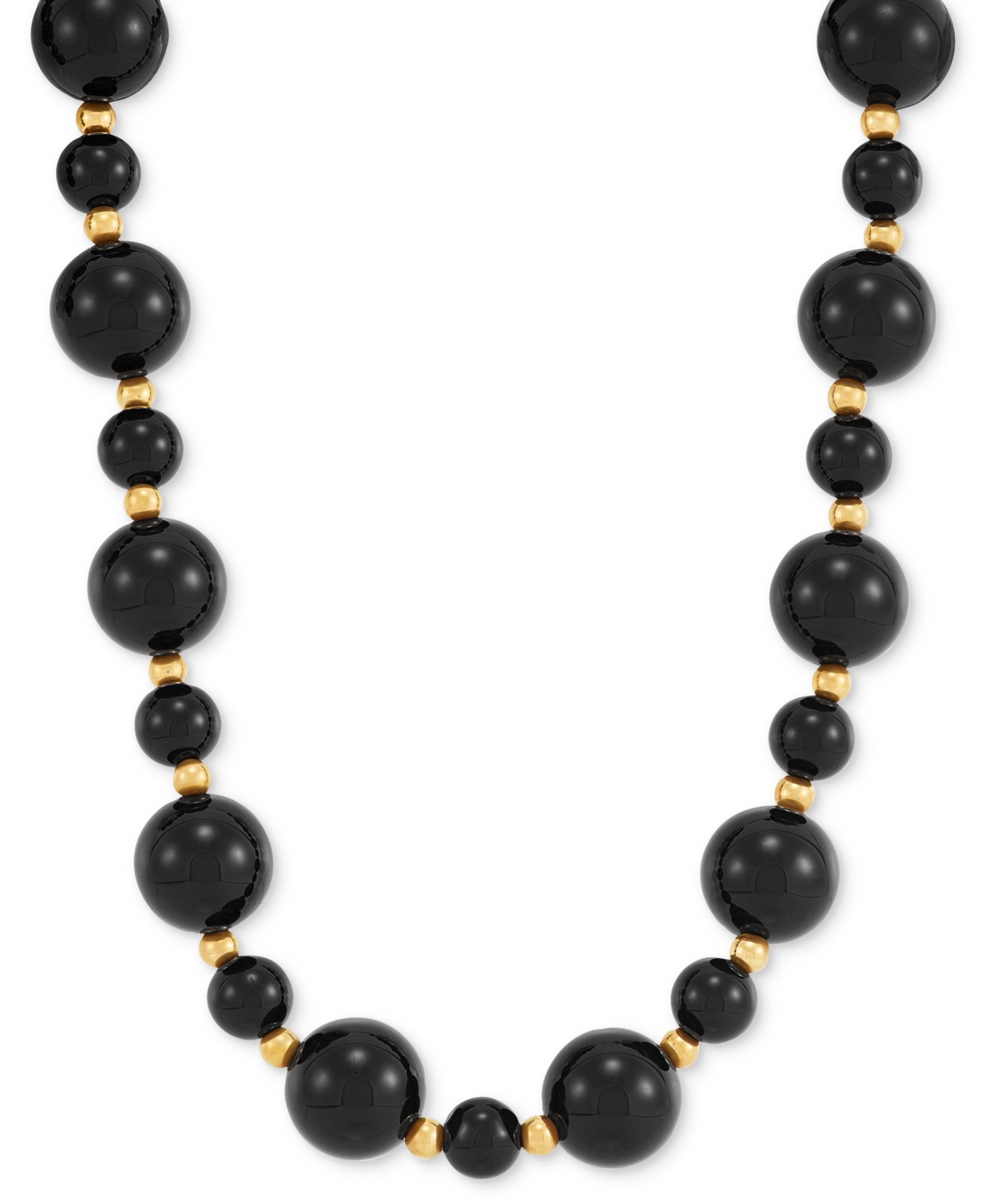 Macy's Ожерелье из оникса (6mm & 10mm) в 14k Gold Over Sterling Silver, 17"
