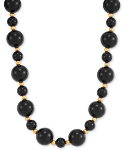 Macy's Ожерелье из оникса (6mm & 10mm) в 14k Gold Over Sterling Silver, 17"