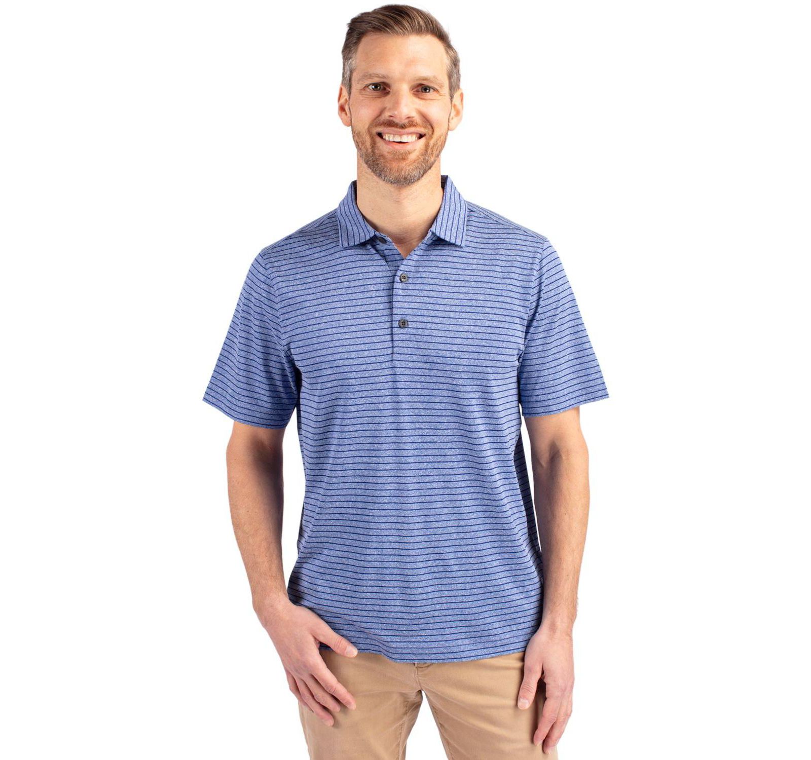 Cutter & Buck Men's Forge Eco Heather Stripe Stretch Recycled Polo Shirt