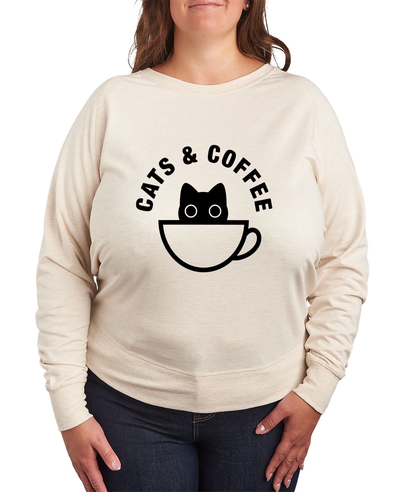 Hybrid Apparel Plus Size модный пуловер с принтом кофейных котов
