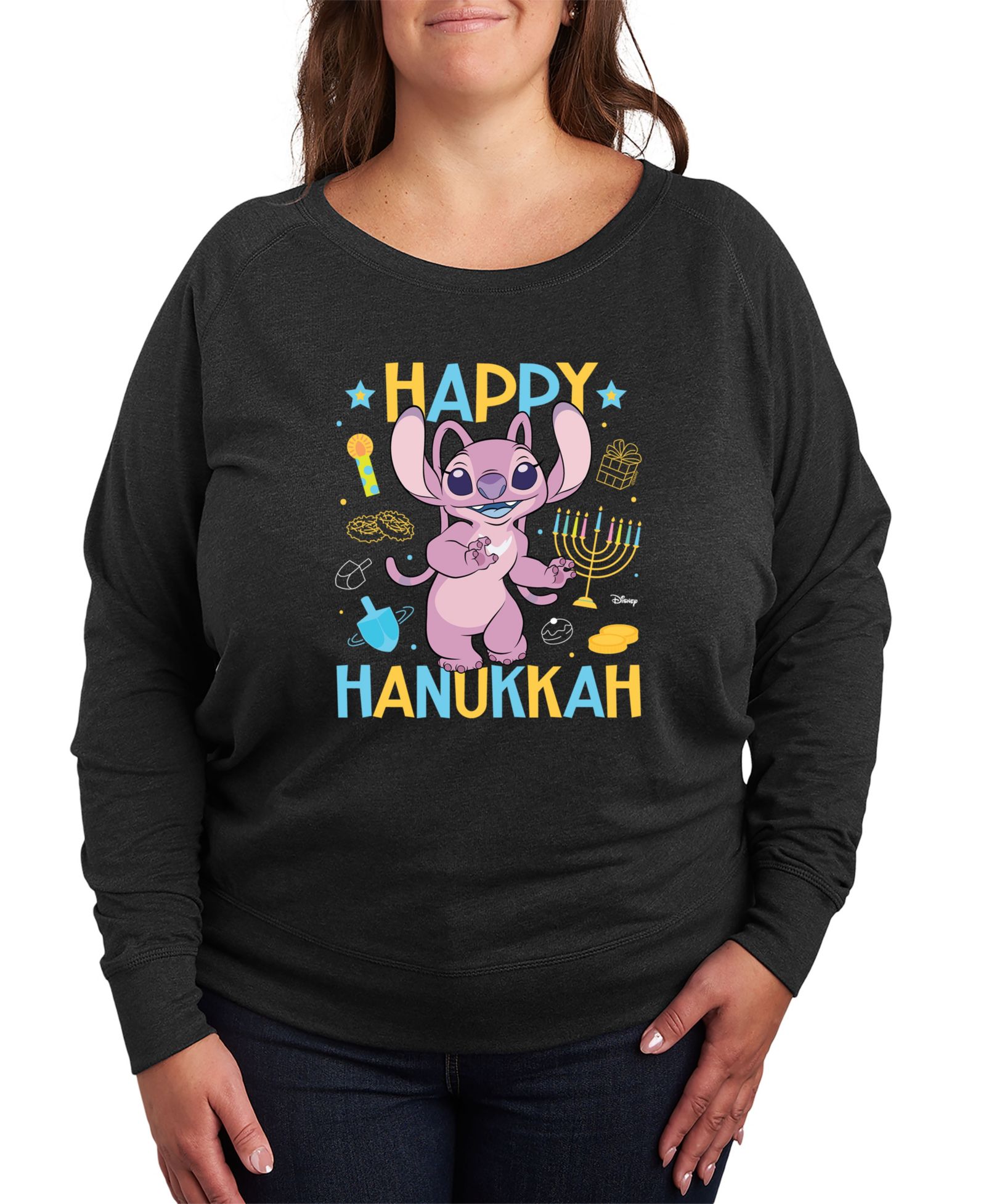 Верх Hybrid Apparel Plus Size Lilo Stitch Hanukkah Graphic