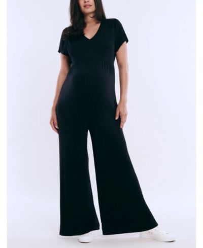 Женский комбинезон Motherhood Maternity Short Sleeve V-Neck Flare Leg