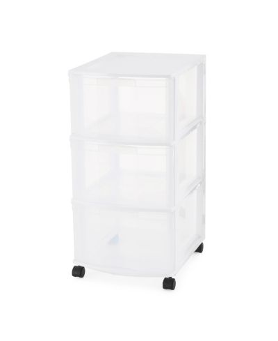 Пластиковая тележка-органайзер Gracious Living Classic с 3 ящиками и колесиками, White