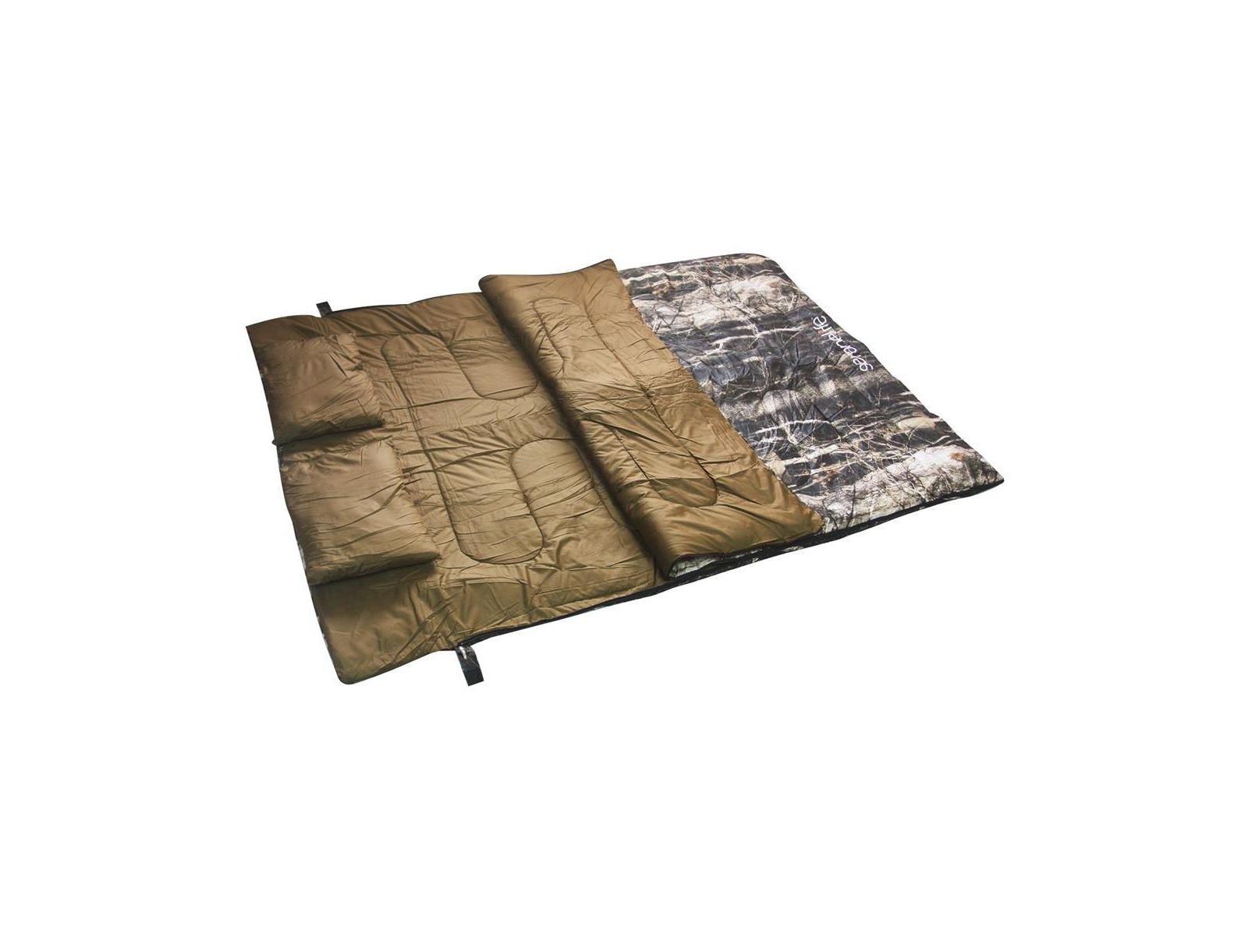 SereneLife Double Sleeping Bag with Two Pillows, Waterproof & Lightweight, Real Tree Print