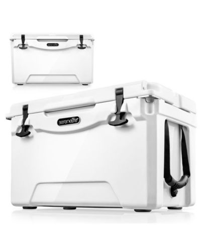SereneLife 50-Quart Portable Cooler Box, Holds Up to 63 Cans (White