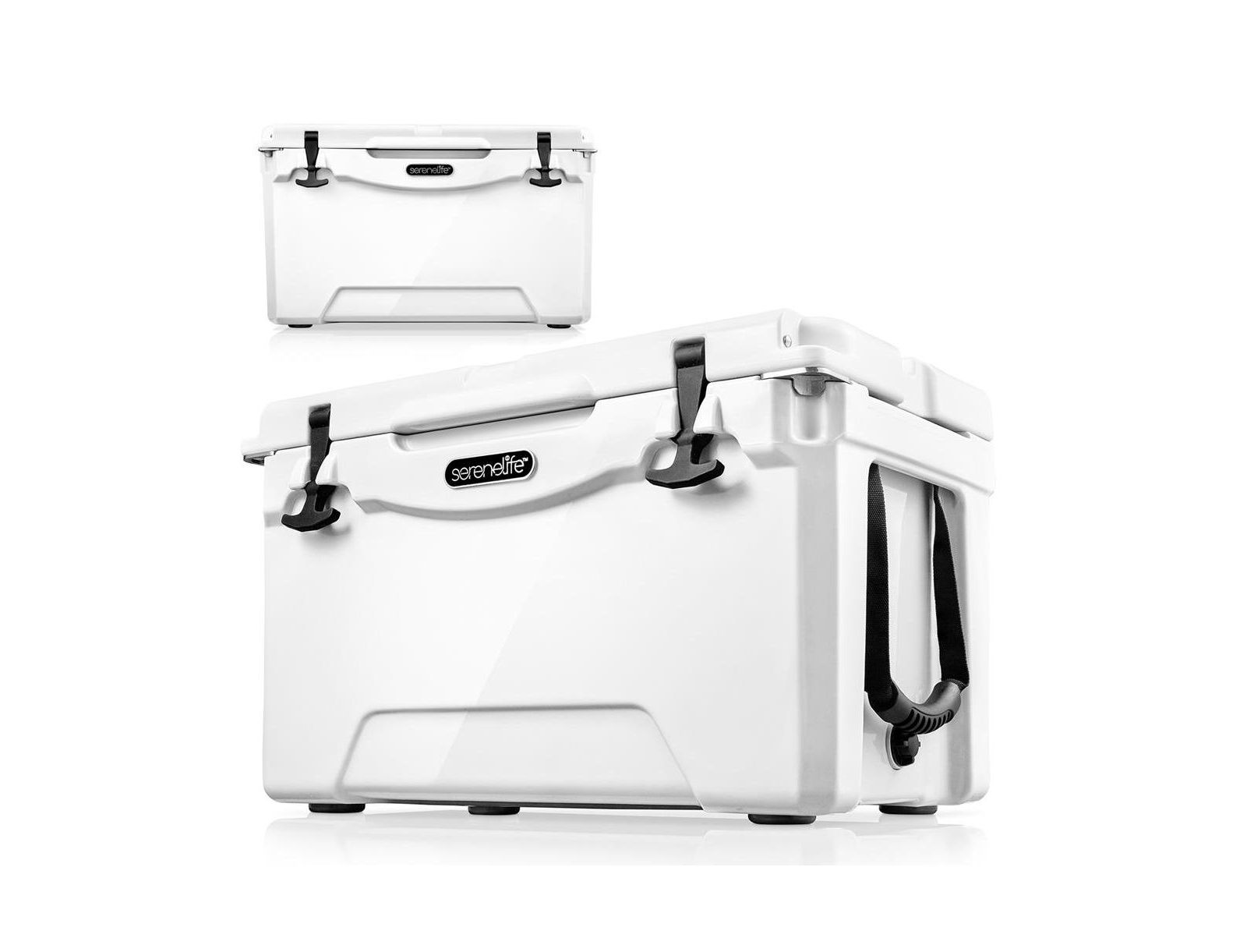 SereneLife 75-Quart Portable Cooler Box, Holds Up to 63 Cans (White)